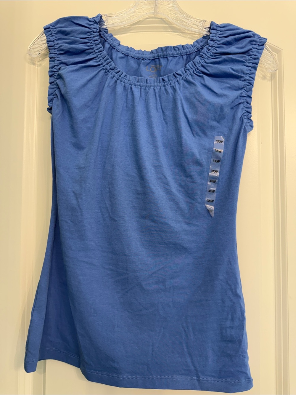 LOFT Cornflower Blue Ruffle-Sleeve Cotton Tank